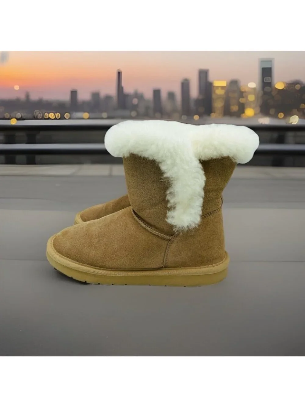 Serra Boots Womens Size 8 Tan Brown Leather Suede Snow Winter Lamb Fur Linning